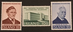 Iceland 1961 #342-44 MNH, CV $2