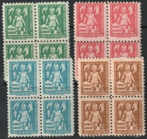 Cuba 1956 Sc RA30-3 postage tax set blocks MNH** some ink on gum