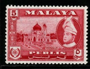 MALAYA PERLIS SG32 1957 5c CARMINE-LAKE MNH