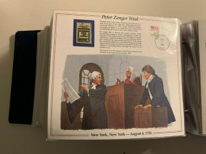 the history of American stamp panel: Peter Zenger trial