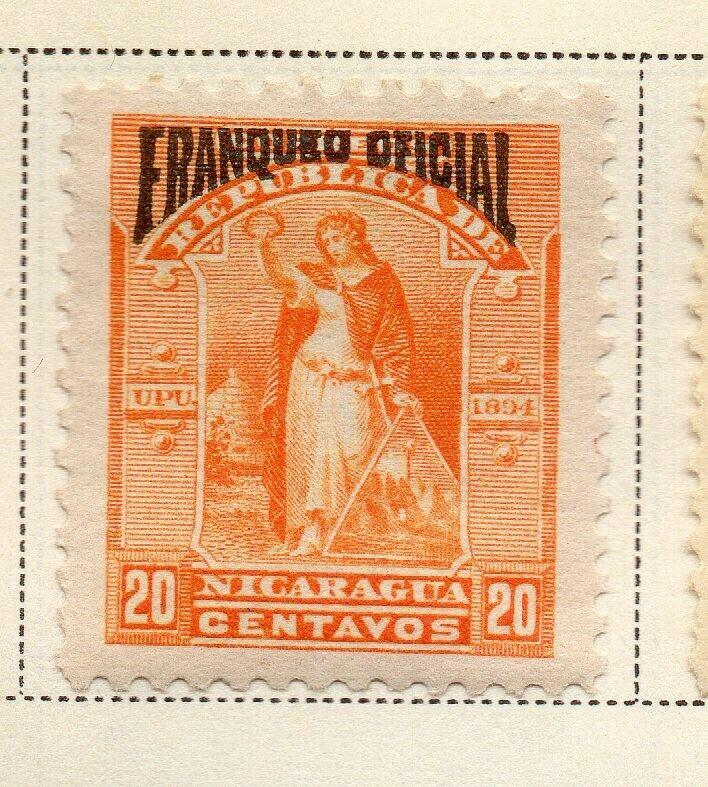 Nicaragua 1894 Early Issue Fine Mint Hinged 20c. Official Optd 323731