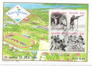 Aland Sc 58 1991 Aland Games stamp sheet used