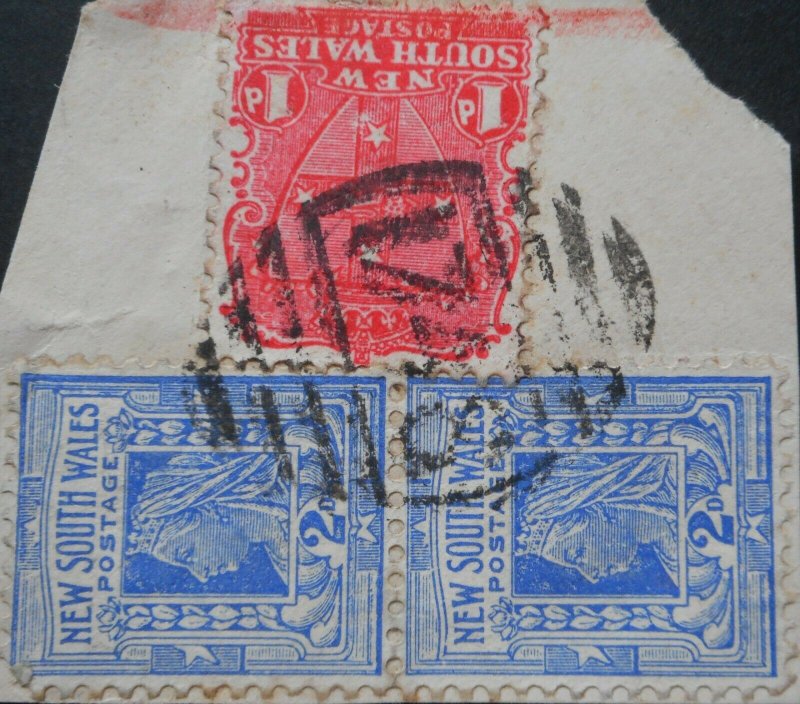 New South Wales 1897 Two Pence pair with 1748 numeral postmark