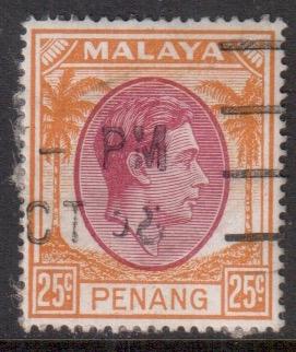 Malaya Penang Scott 16 - SG16, 1949 George VI 25c used