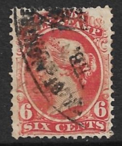 CANADA 1865 QV 6c Red BILL STAMP REVENUE VDM. FB23 USED