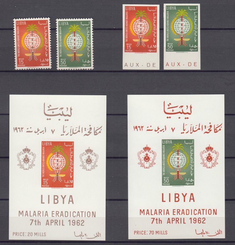 Z4286  jlstamps,1962 saudi libya set mh perf&imperf+ 2 s/s mnh #218-9 medicine