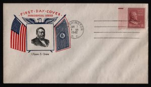 #823 18c Ulysses S Grant-Elec. Eye, Fidelity-Sealed Flap **ANY 5=FREE SHIPPING**