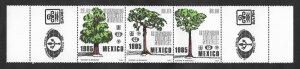 SE)1985 MEXICO  9TH WORLD FORESTRY CONGRESS, TREES SCT 1392A, STRIP OF 3 MNH