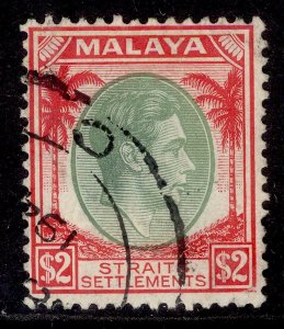 MALAYSIA - Straits Settlements GVI SG291, $2 green & scarlet, FINE USED. Cat £17