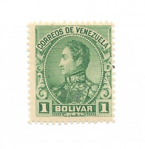 VENEZUELA 1899 SIMON BOLIVAR GREEN 1 BOL. LIGHT GREEN SCOTT 147 MICHEL 58 MLH VF