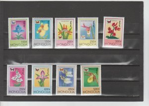 Mongolia  Scott#  2269-2277  MNH  (1997 Butterflies and Orchids)