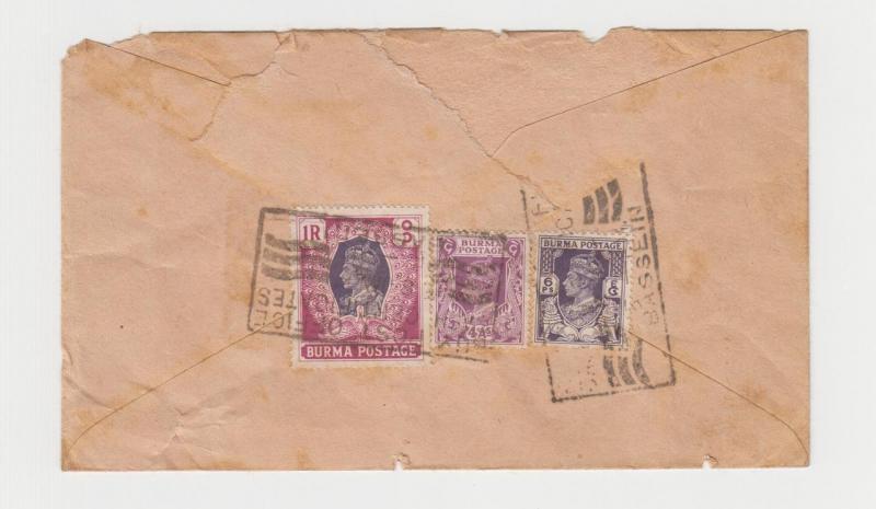 BURMA (BASSEIN) TO AUSTRALIA GV1 AIRMAIL COVER, 1R+4a+6p RATE (SEE BELOW