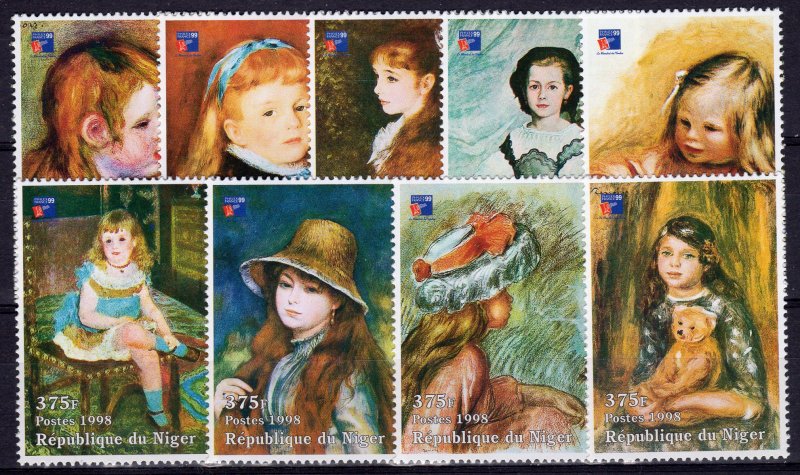 Niger 1998 YT#1311/1319 Pierre-Auguste RENOIR Ptgs-Philexfrance '99 Set(9) MNH