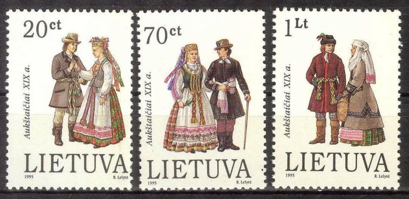 Lithuania 1995 Traditional Costumes Highlanders set of 3 MNH