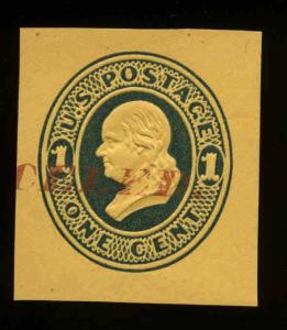 U116 with CANCELED Partial OverprintT  Cut Square Mint Hinged