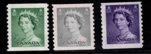 CANADA Scott 331-333  MH* Queen Elizabeth II set of coil stamps