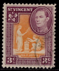 ST. VINCENT GVI SG166a, 3c orange & purple, FINE USED.