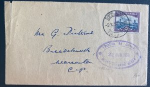 1950 Cape Town South Africa Paqueboat Cover To Worcester England Via Tristan Da