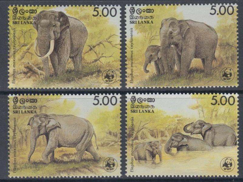 XG-BA572 SRI LANKA - Wwf, 1986 Wild Animals, Elephant MNH Set