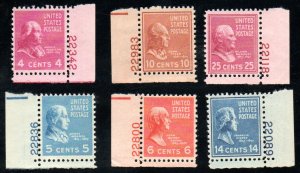 US #808 // 829 VF OG NH, Plate number singles, neat variety!