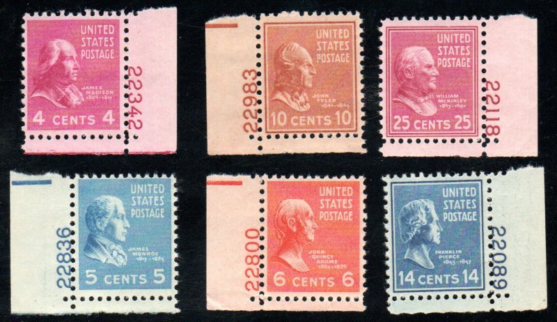 US #808 // 829 VF OG NH, Plate number singles, neat variety!