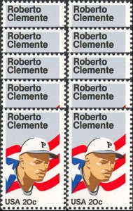 Roberto Clemente One PACK of TEN 20 Cent Postage Stamps Scott 2097