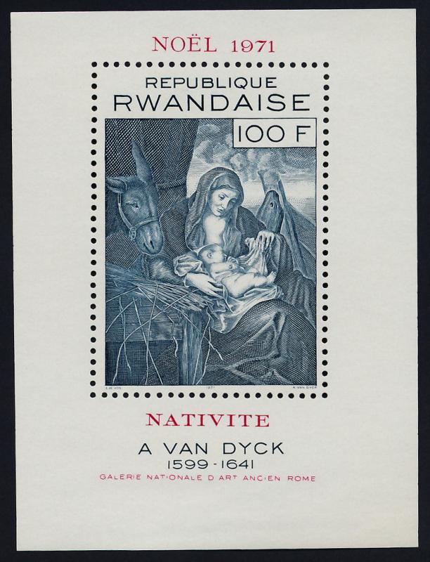Rwanda 422 MNH Christmas, Art, Nativity, Anthony van Dyck