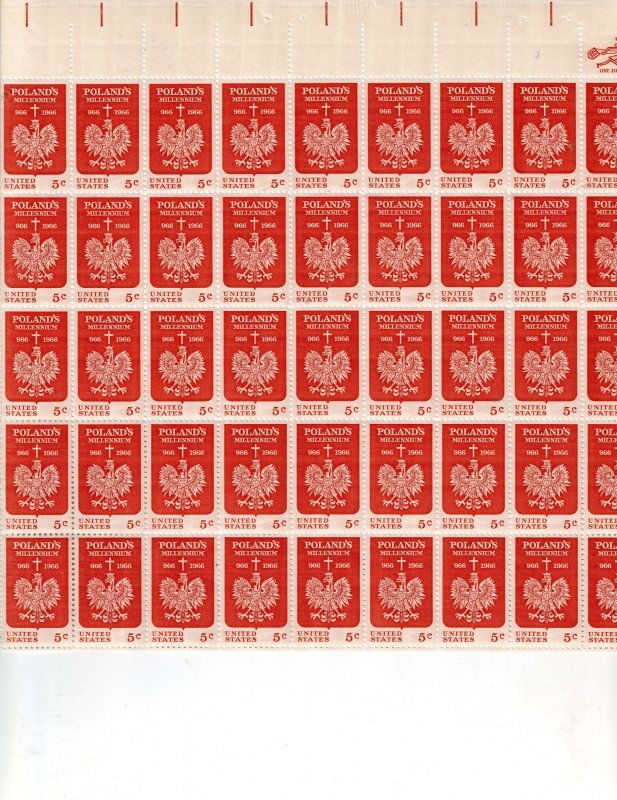 Poland's Millennium 966 to 1966 5c Postage Sheet #1313 VF MNH