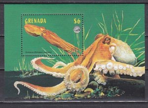 Grenada, Scott cat. 2775. Octopus s/sheet.