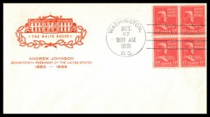 1938 Presidential Series Prexy Sc 822-45 17c Johnson, House of Farnam cachet (CF