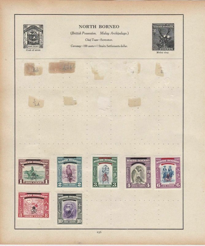 North Borneo & Nigeria Stamps on Album Page ref R18927