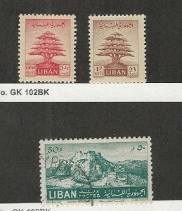 Lebanon, Postage Stamp, #247-248 Mint NH, 264 Used, 1951-52