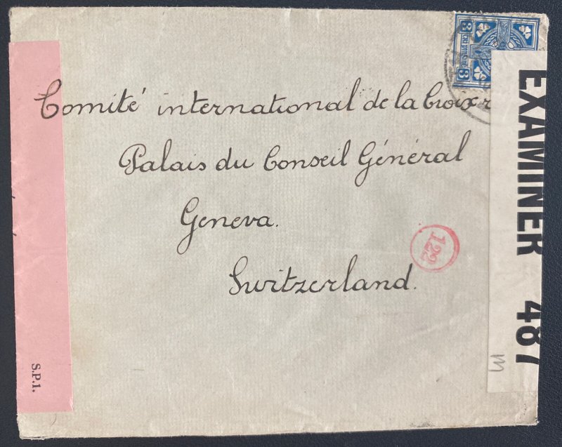 1940s Ireland Dual Censored Cover To Red Cross Geneva Switzerland