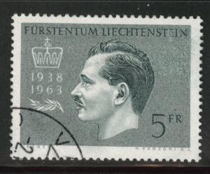 LIECHTENSTEIN Scott 375 used 1963 Thinned stamp CV$3