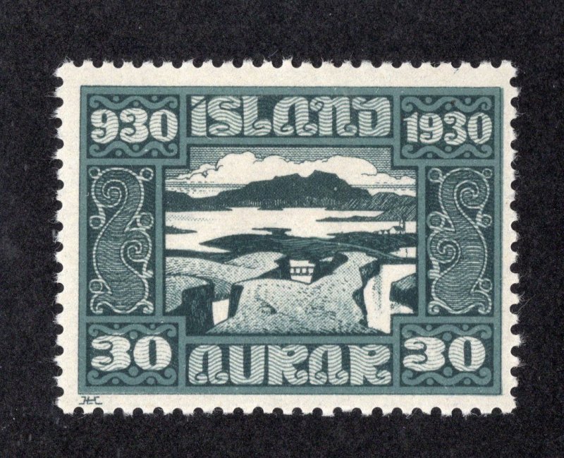 Iceland 1930 30a dark green & slate green Millenary of Parliament, Scott 159 MH