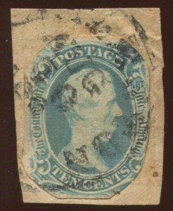 Confederate States 9 Used Stamp on Piece with Dated Town CCL BX5190