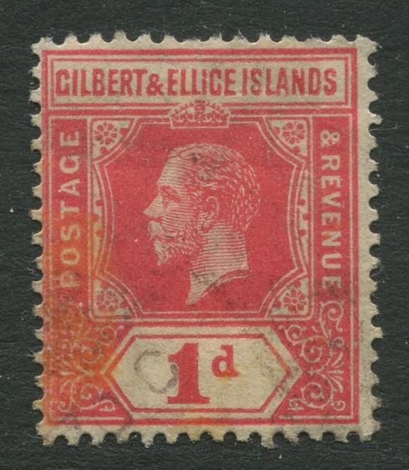 Gilbert & Ellice Is. - Scott 15 - KGV Definitive -1912 - Used - Single 1p -Stamp