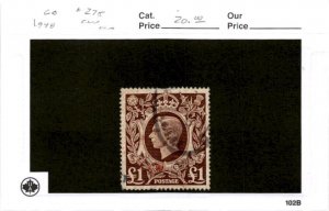 Great Britain, Postage Stamp, #275 Used, 1949 King George (AC)