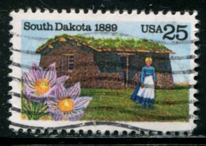 2416 US 25c South Dakota Statehood, used