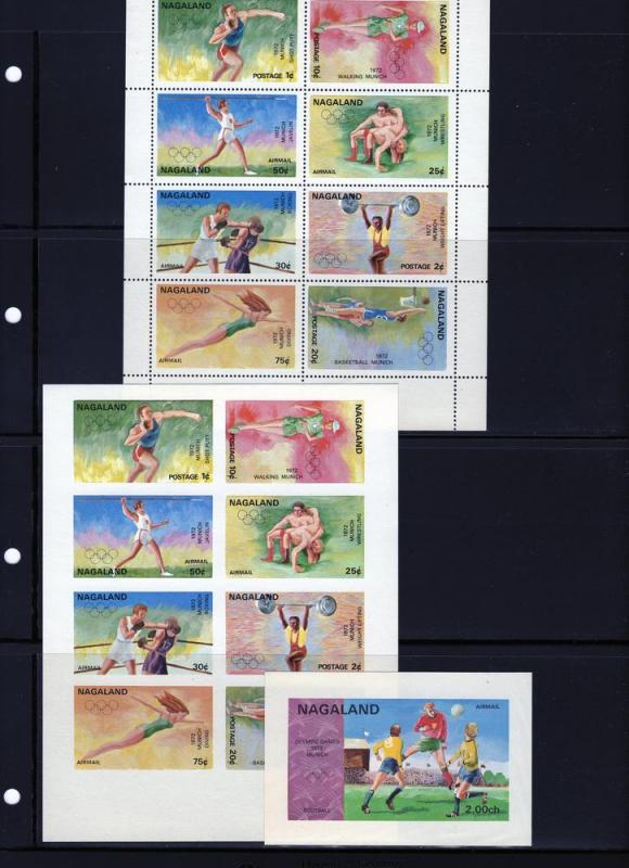 Nagaland 1972 Munich Olympics Set of 8 Perf+Imperf+SS MNH VF