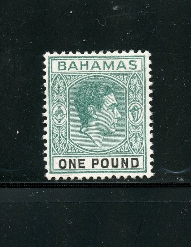 Bahamas #113 (BA238) King George the 1 pound blue green & black, M, LH, VF 