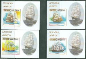 GUINEA BISSAU 2015 GREAT SAILING SHIPS SET OF FOUR DELUXE SOUVENIR SHEETS MINT