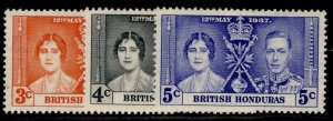 BRITISH HONDURAS GVI SG147-149, 1937 CORONATION set, M MINT.