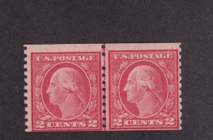 455 Line pair F-VF APS cert OG never hinged nice color cv $ 105 ! see pic !