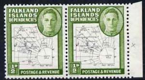 Falkland Islands Dependencies 1946-49 KG6 Thin Maps 1/2d ...