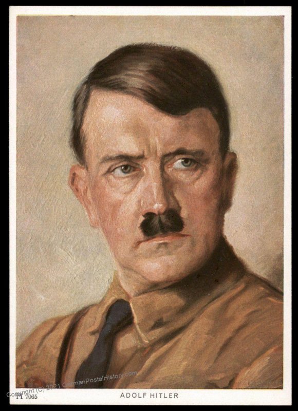 3rd Reich Germany Adolf Hitler Ackermanns Propaganda Color Portrait Card  100874