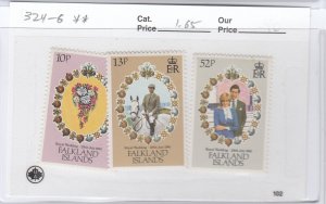 Falkland Islands 324-6 Royal Wedding mnh