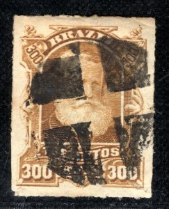 Brazil Postmark 1878 300r DOM PEDRO high value fine used FU Scott.75 PURPLE215