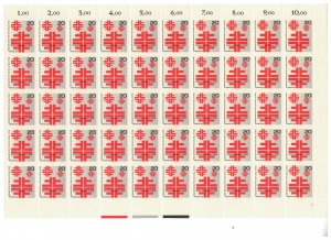 Germany Berlin 1968 MNH Full Sheet of Stamps Scott 9N266 Turner Festival Sport