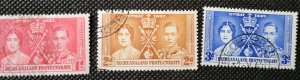British Bechuanaland, 1937 Coronation issue, set of 3, SCV$3.35